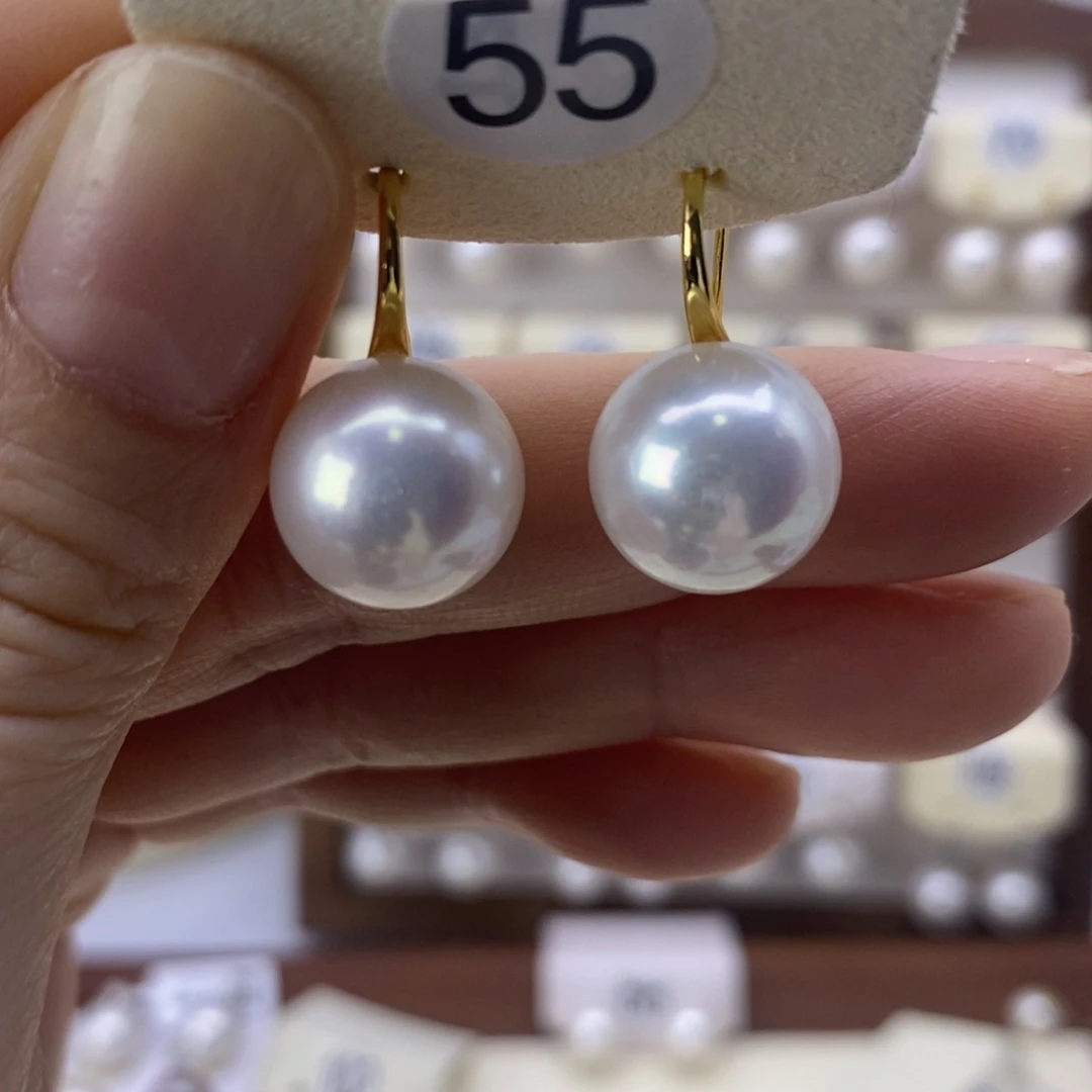 耳饰银S925镶嵌淡水珍珠