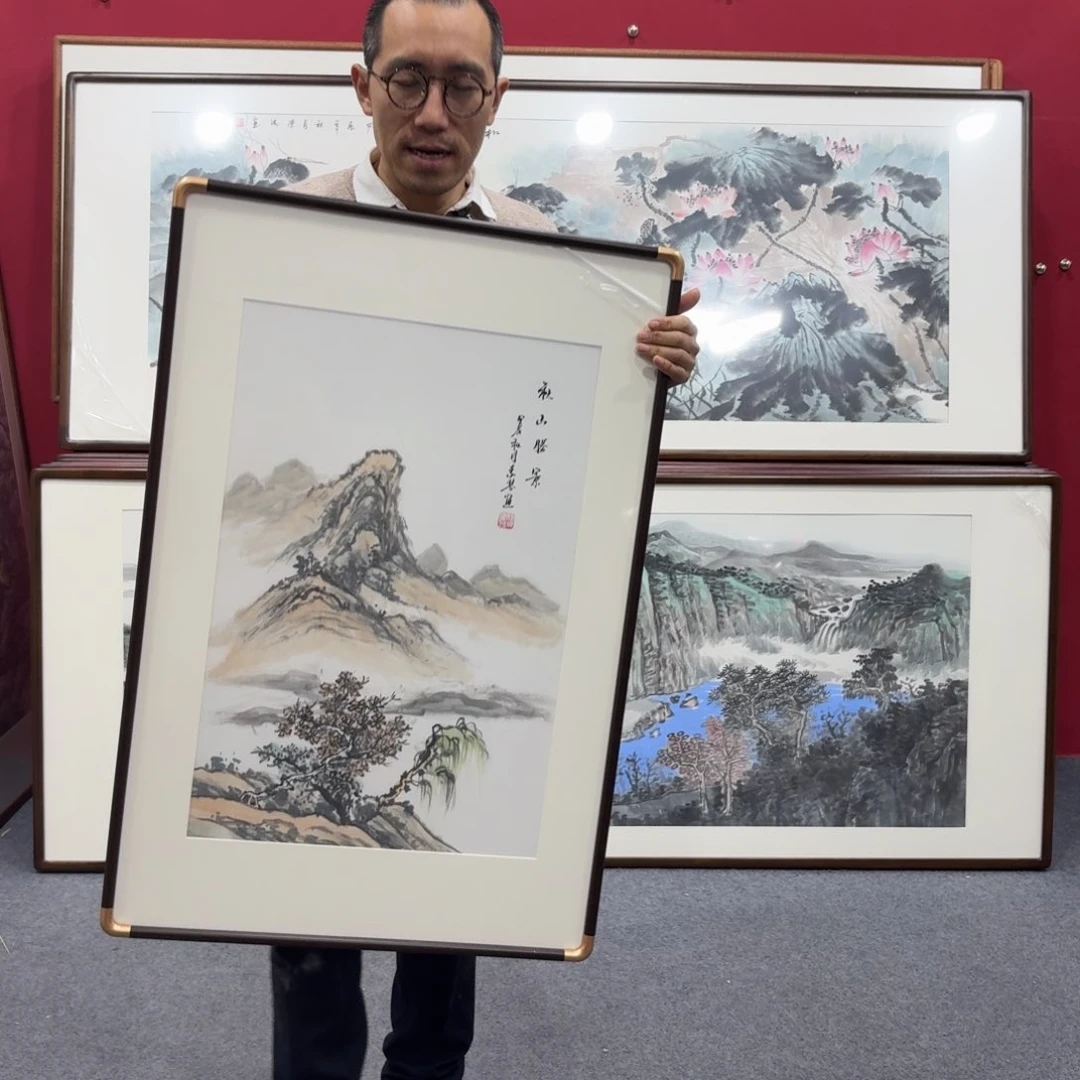 国画带框绘画90/60尺寸