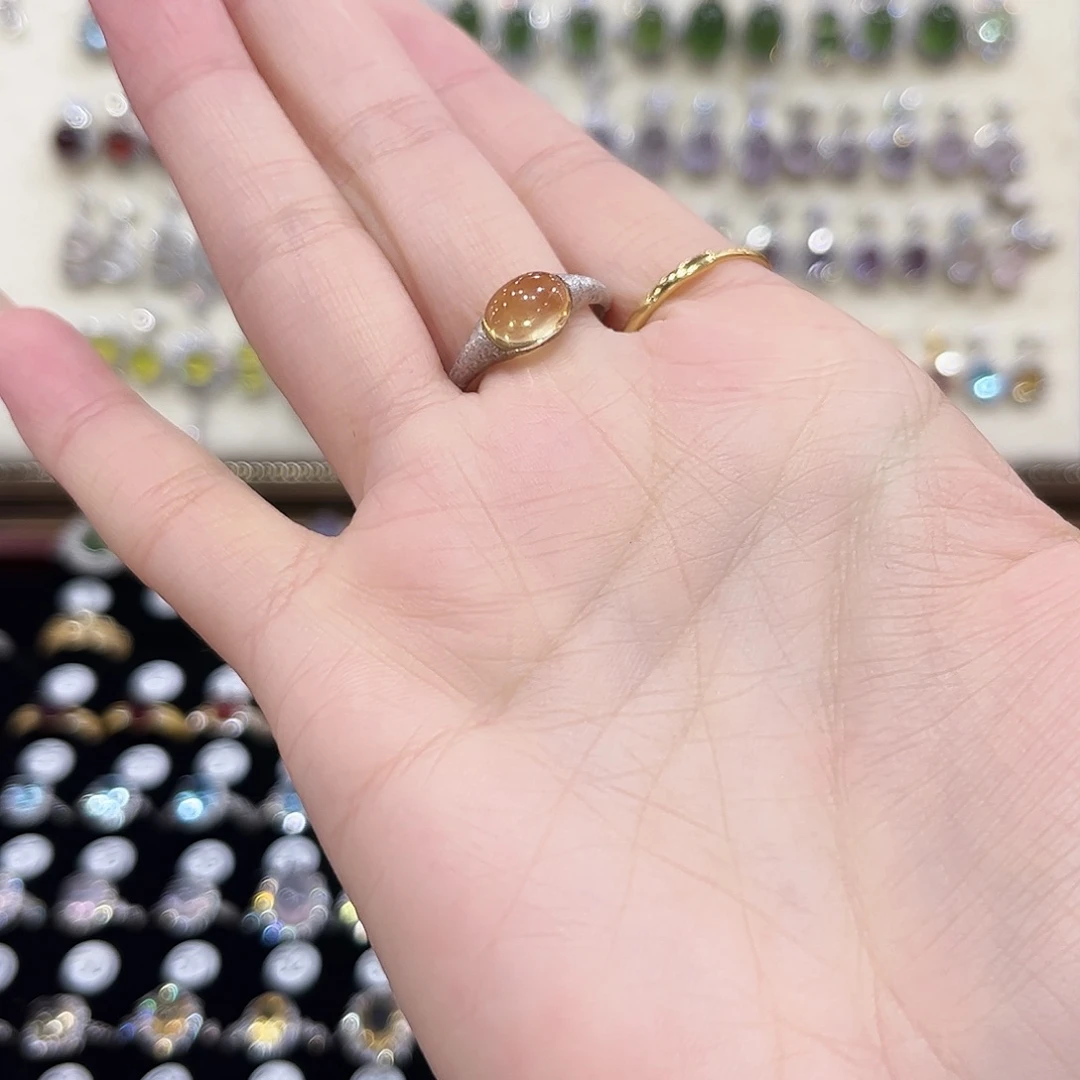 E****黄晶戒指银S925镶嵌