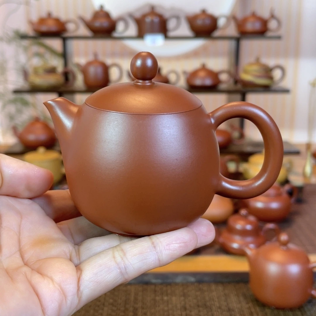 茶壶紫砂热****爱潮州手工手拉朱泥龙蛋壶