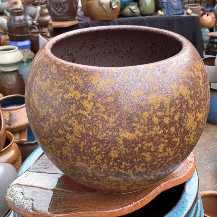 紫砂花盆高约27口约23