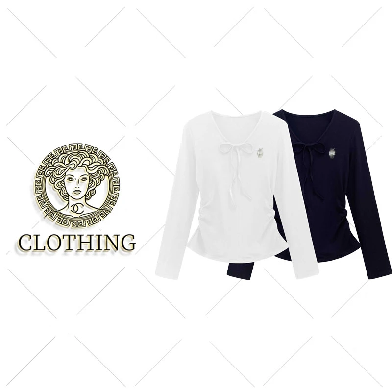 【CLOTHING/原创设计】68531#烫钻收腰T恤2025秋冬显瘦休闲个性上衣