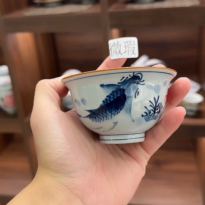 釉下手绘茶具微瑕