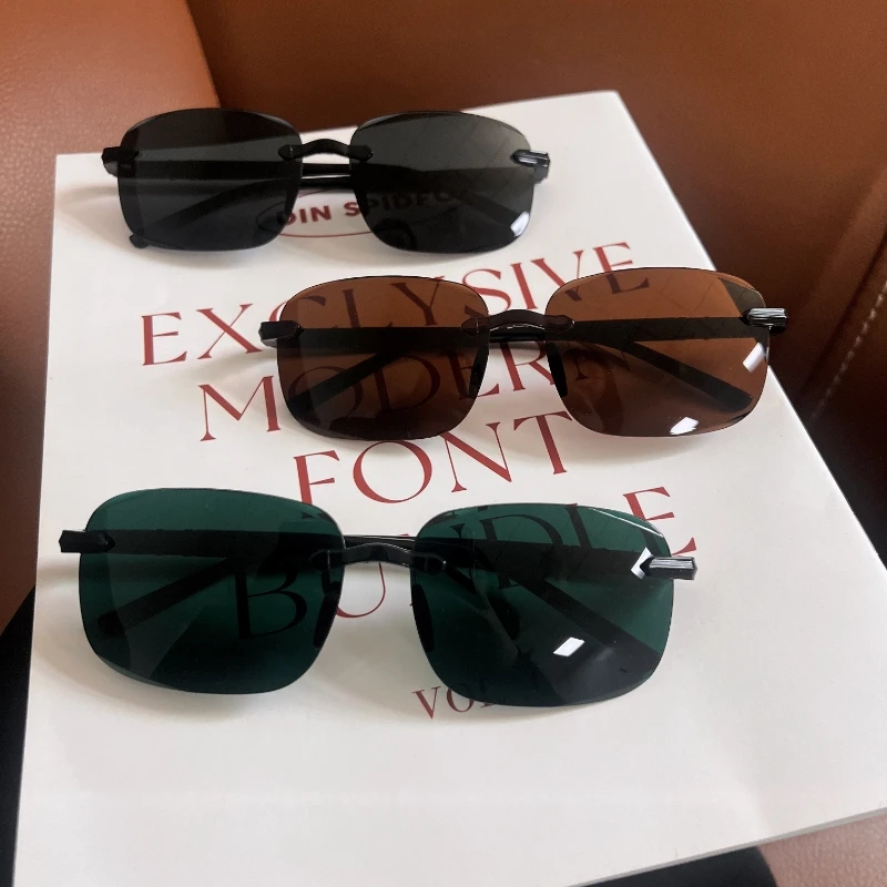 男士遮阳太阳镜防紫外线墨镜高清开车钓鱼镜复古眼镜无框大框防晒