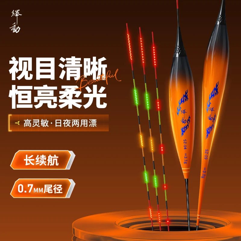 绎动SZ双排LED灯珠高灵敏日夜两用0.7超细硬尾咬钩变色电子夜光漂