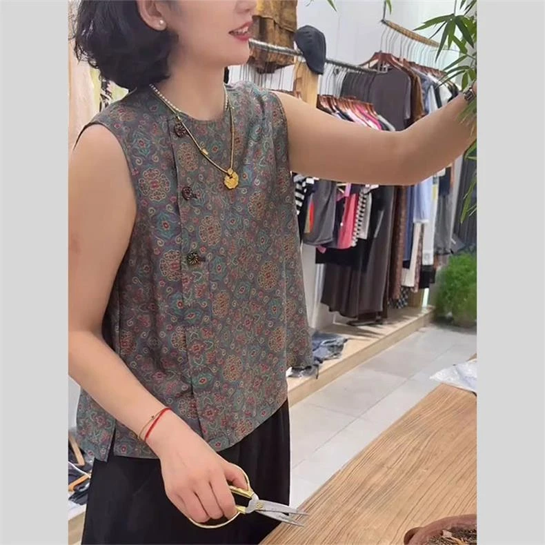 新中式国风女装知性风上衣2025夏季新款复古洋气衣服唐装气质背心