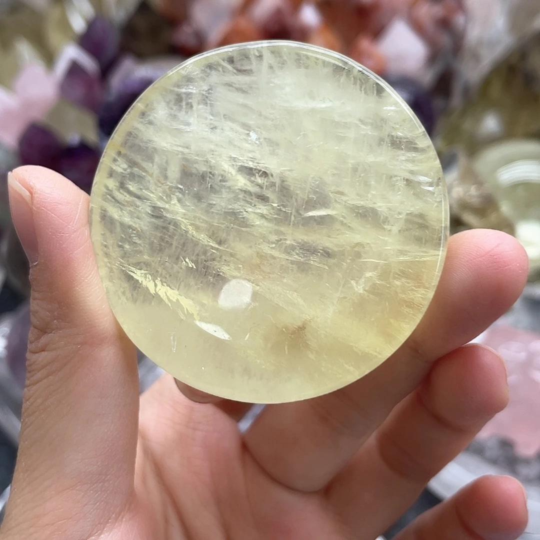 发晶未镶嵌珠宝半成品35黄水晶盘放漏无暇