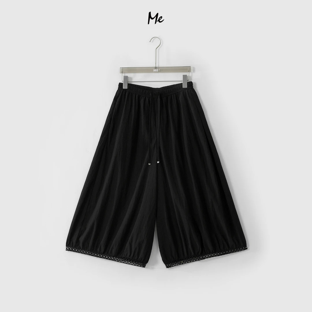 ME【超垂镂空花苞裤】天丝混纺肌理感高腰显瘦百搭休闲裤子MESS4318