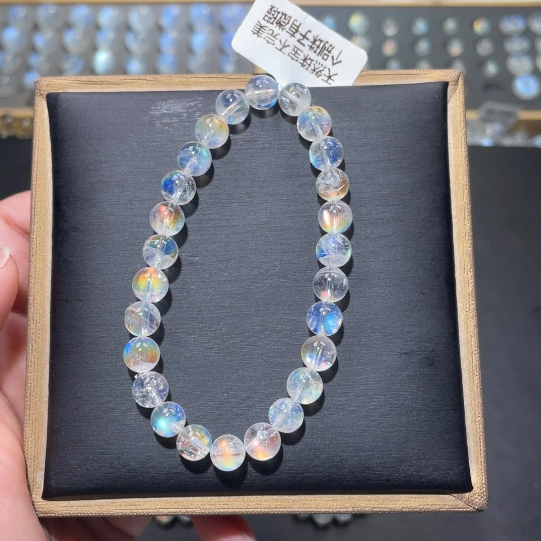 小****长石手链未镶嵌马岛幻彩月光石7m