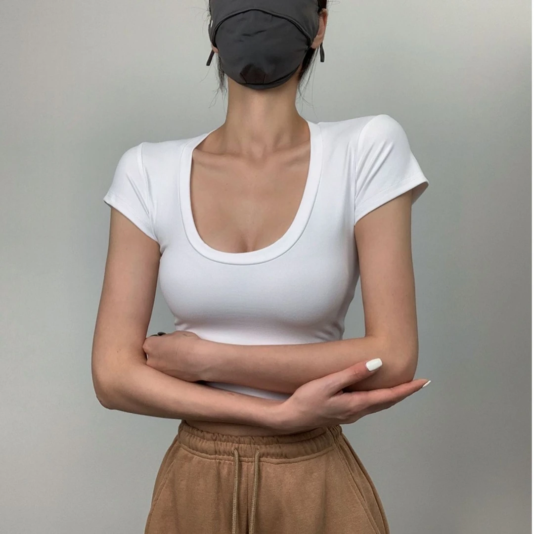 洋气正肩打底衫女2025夏季潮牌内搭紧身短袖t恤减龄炸街短款上衣