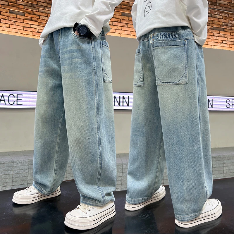 男童软牛仔裤春秋款2025新款儿童洋气直筒宽松痞帅风炸街裤子潮酷