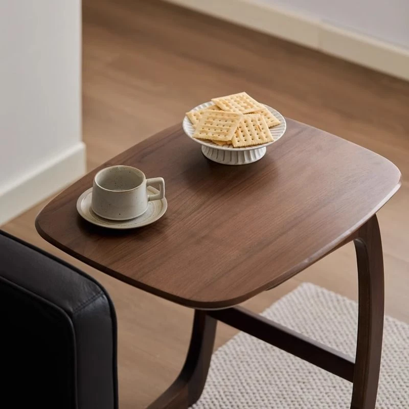 小茶几黑胡桃角几实木沙发边几客厅阳台小户型床边桌橡胶木可移动