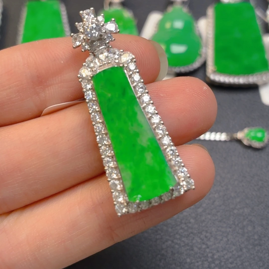 翡翠银S925镶嵌吊坠(不含链)