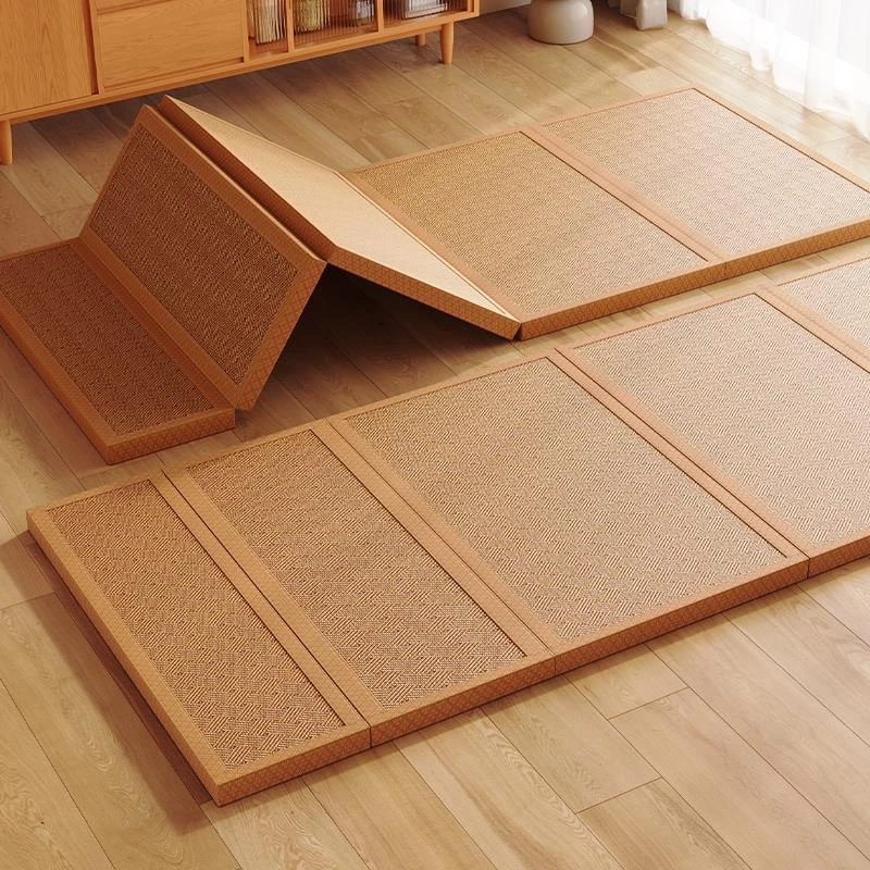 夏季日式午睡藤席可折叠卧室爬行垫凉席防摔脚垫榻榻米防滑地垫