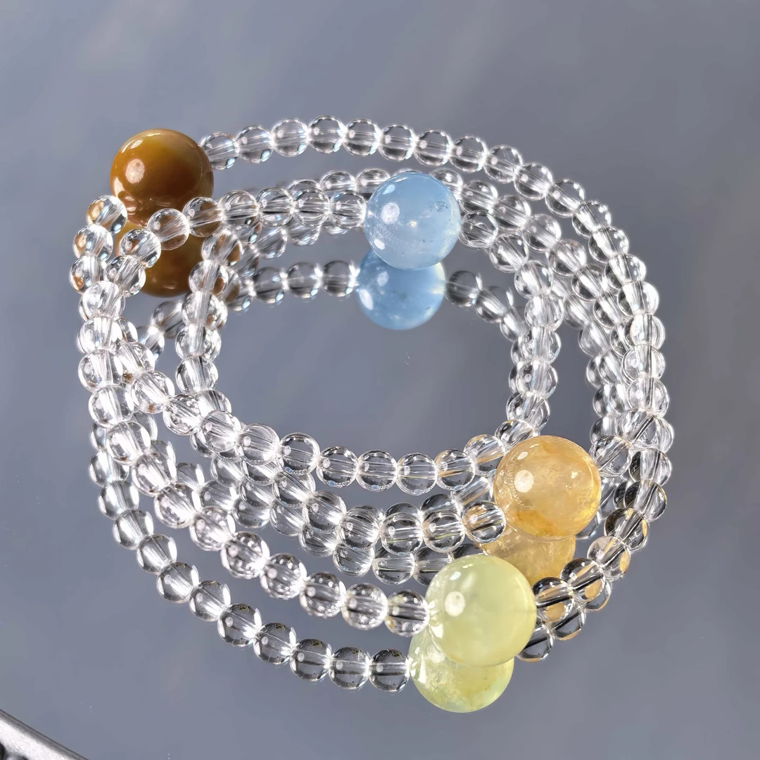 【三圈定制】5颗配珠可换免费改 全净体纯天然白水晶