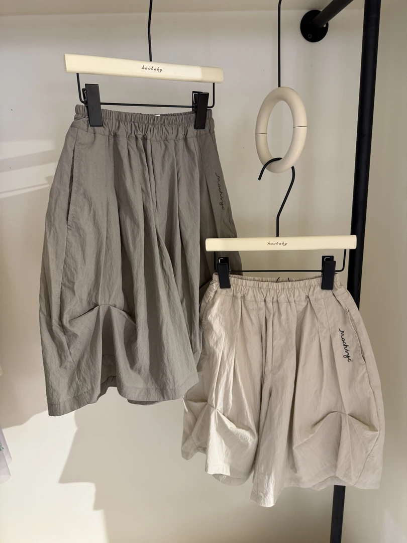 【haobaby】提褶阔腿休闲中裤9396