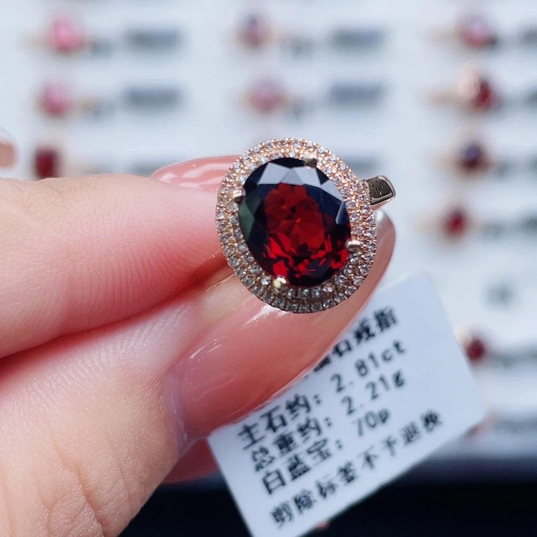 石榴石戒指18K金镶嵌