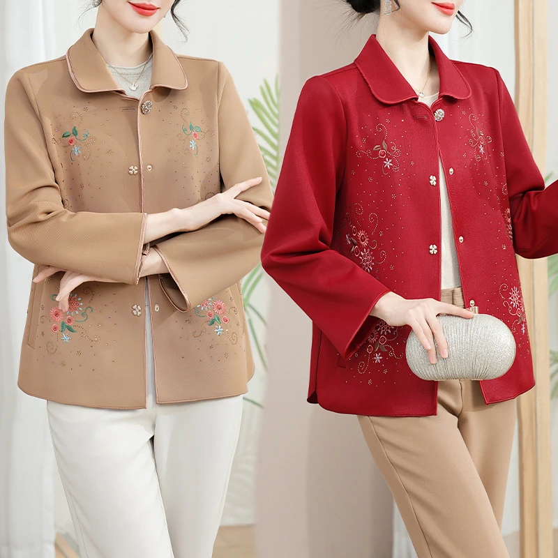 中老年妈妈春装风衣外套短款2025新款新年衣服贵夫人婚宴上衣春秋