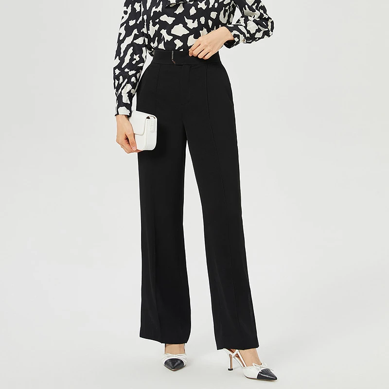 娜尔思.灵简约通勤百搭淡人黑色长裤2025年新款LV02892W0