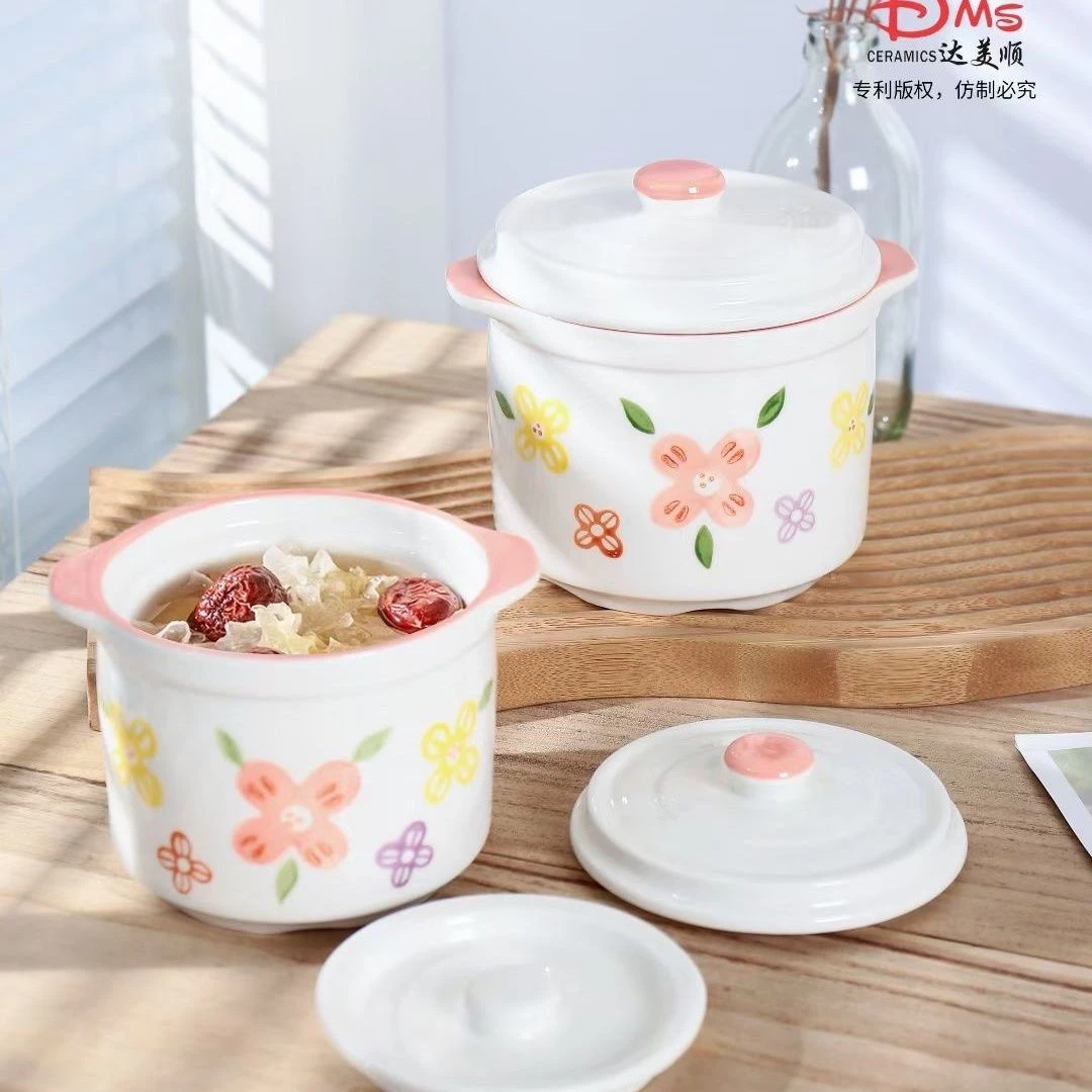 新款釉下炖汤盅陶瓷炖盅隔水炖家用蒸蛋燕窝炖盅杯一人份双盖炖盅