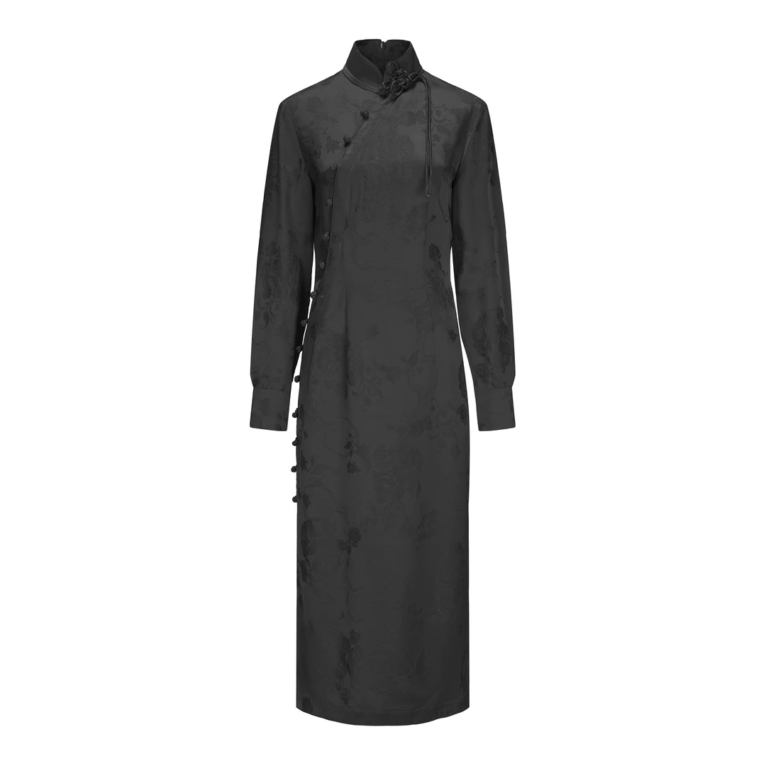 【年中回馈】JUNYANG杨君 海棠未眠旗袍领盘扣连衣裙气质