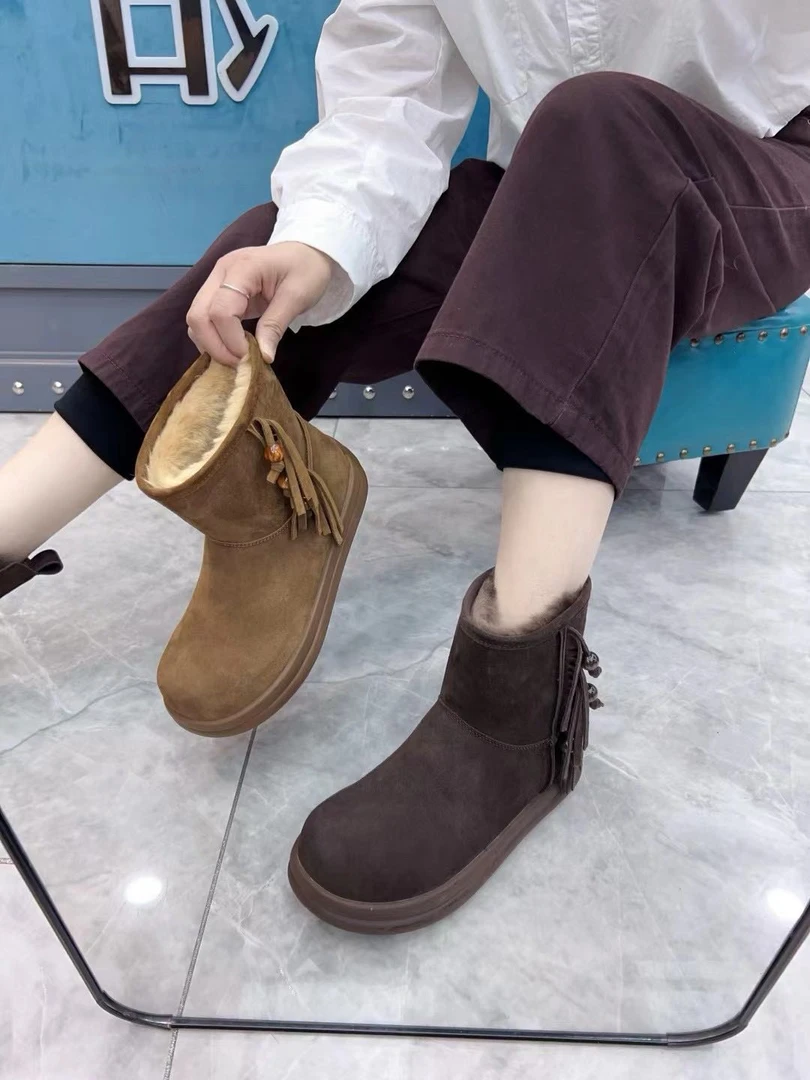 2025冬季新款土豆雪地棉休闲女鞋短靴机车增高显瘦马丁靴百搭真皮