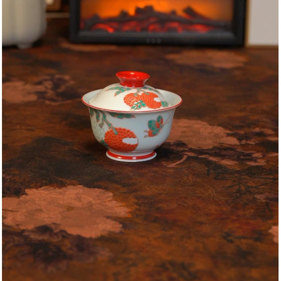 【景德镇玲珑集】荔枝陶瓷盖碗 llj0331陶瓷茶具陶瓷