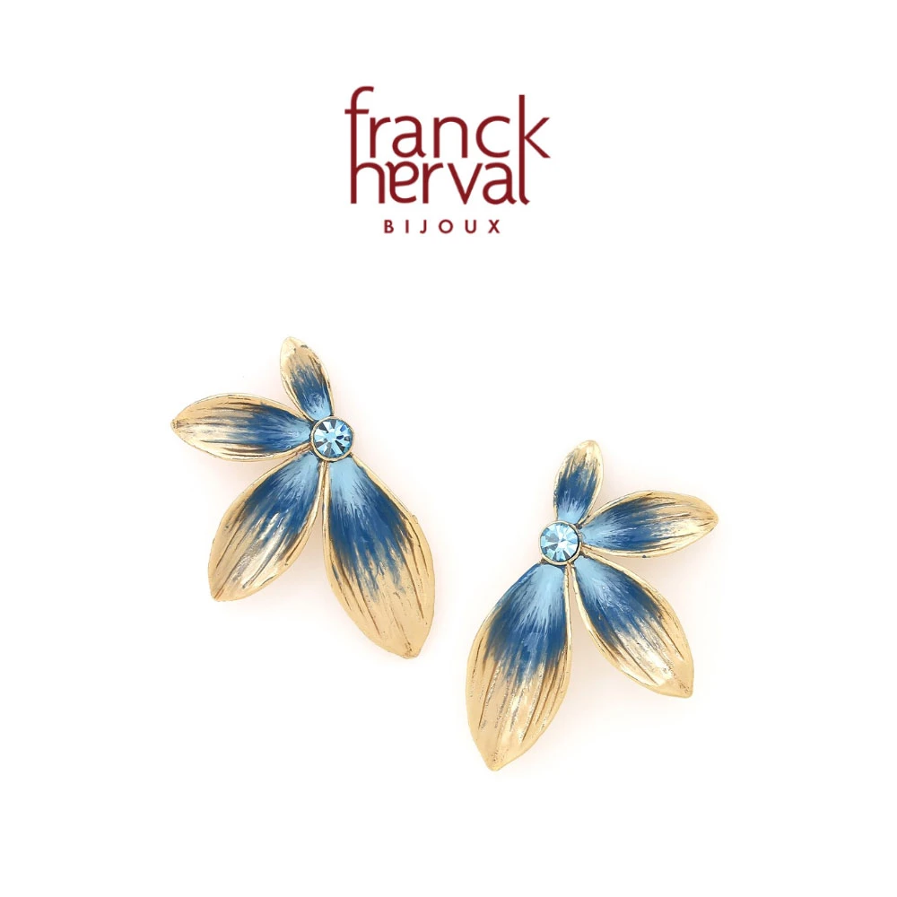 合金耳饰 法国品牌Franck Herval 花舞系列 时尚个性四瓣花耳针