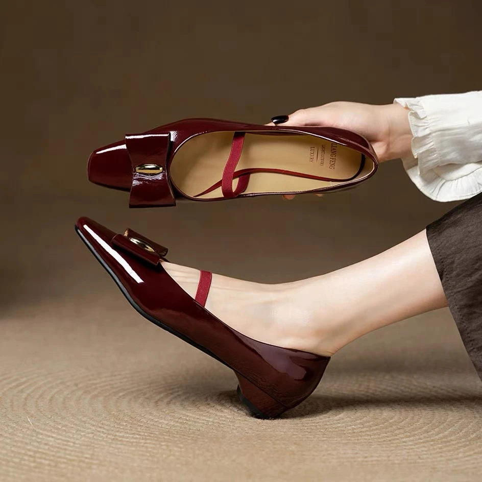 浅口蝴蝶结单鞋平底浅口妈妈鞋复古百搭富婆风度假风 WZ JF650