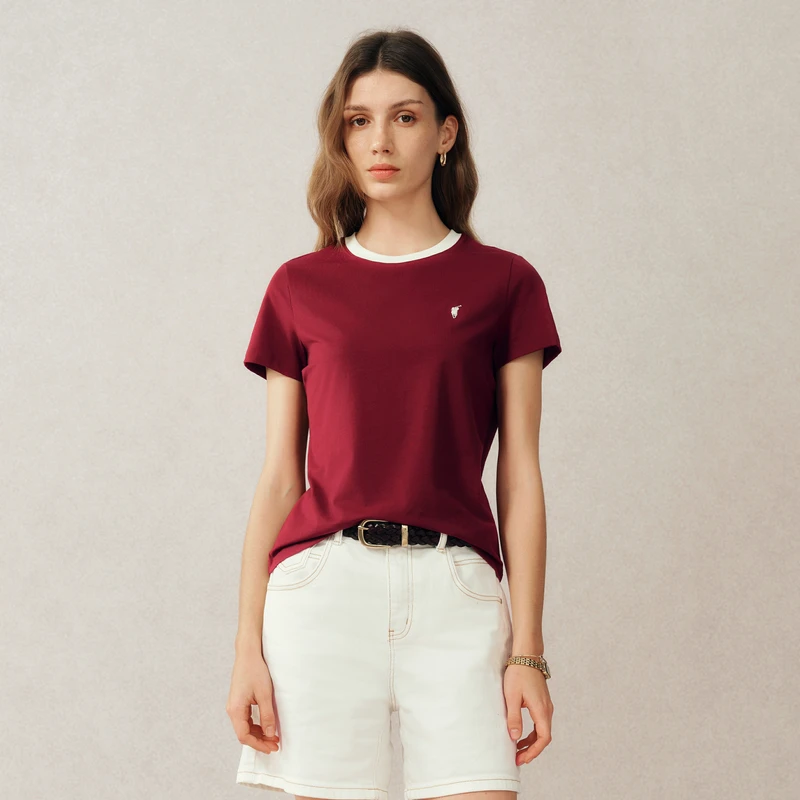 POLOWALK2025夏季新品女式时尚休闲百搭短袖圆领T恤AK4W52E20322