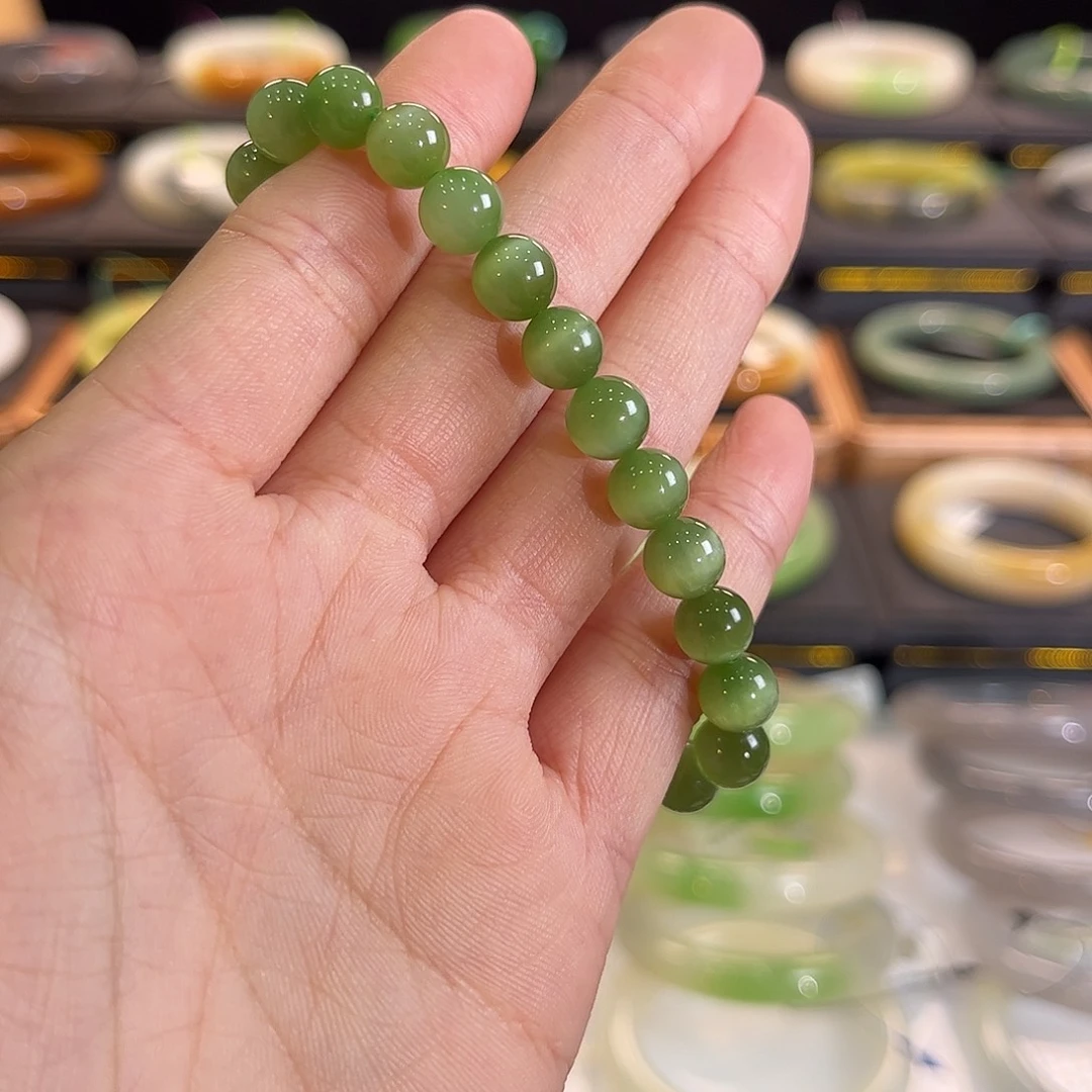 和田玉未镶嵌手镯猫眼卡8