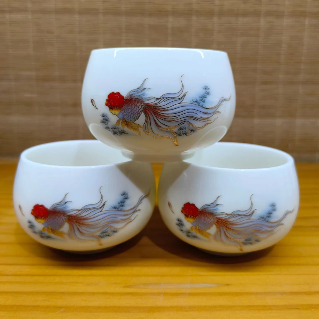 冰种羊脂玉主人杯3鱼