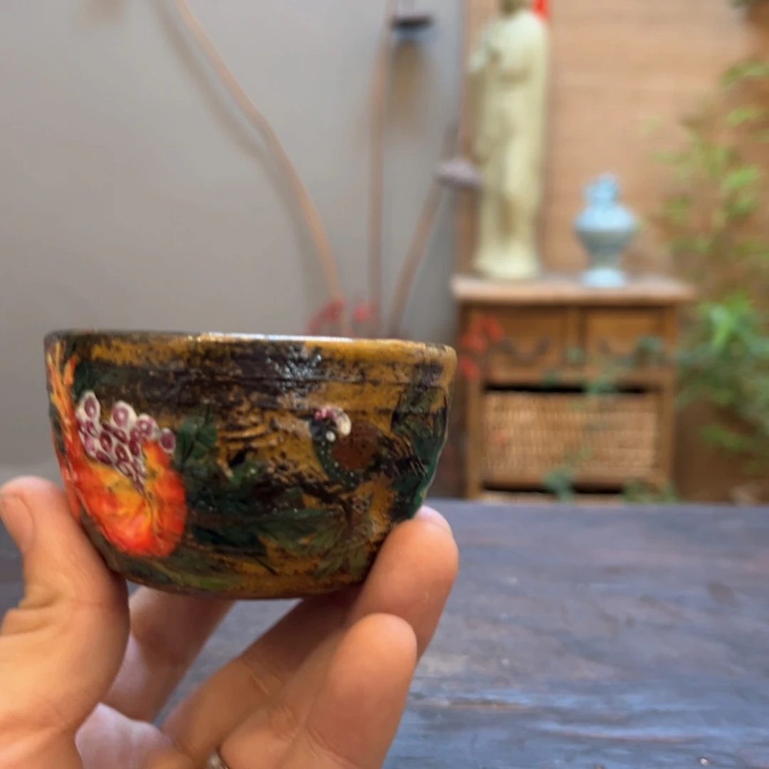 杯柴烧手工手绘陶瓷