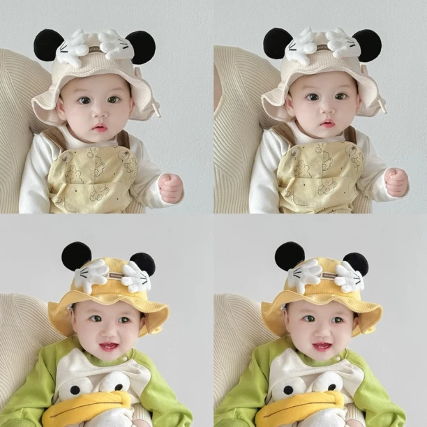 宝宝帽子新款渔夫帽婴儿可爱超萌男孩遮阳盆帽小月龄女防风运费险