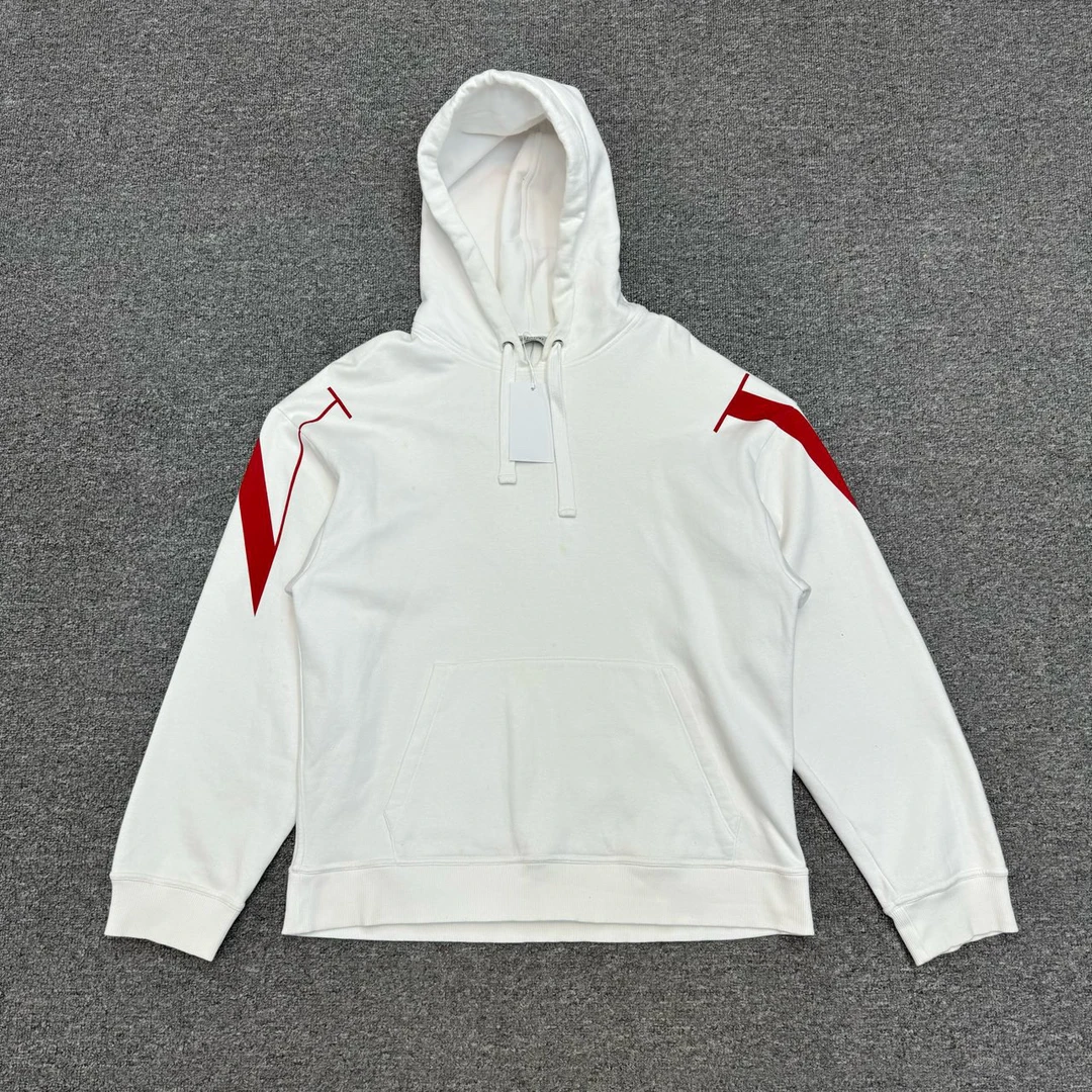 99新 Valentino/华伦天奴 7878326 白红印花连帽卫衣轻微污渍 M码