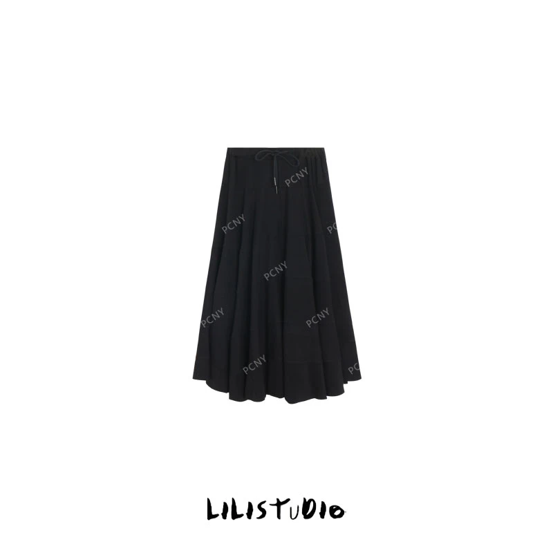 PCNY「墨潮公约」不理理夏季新款小众女装日系松紧腰宽松休闲半身裙