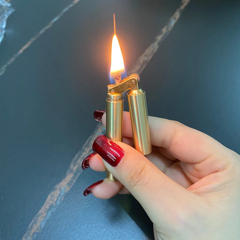 充气情侣打火机双截棍盘龙棍双节棍煤油打火机纯铜不锈钢创意个性