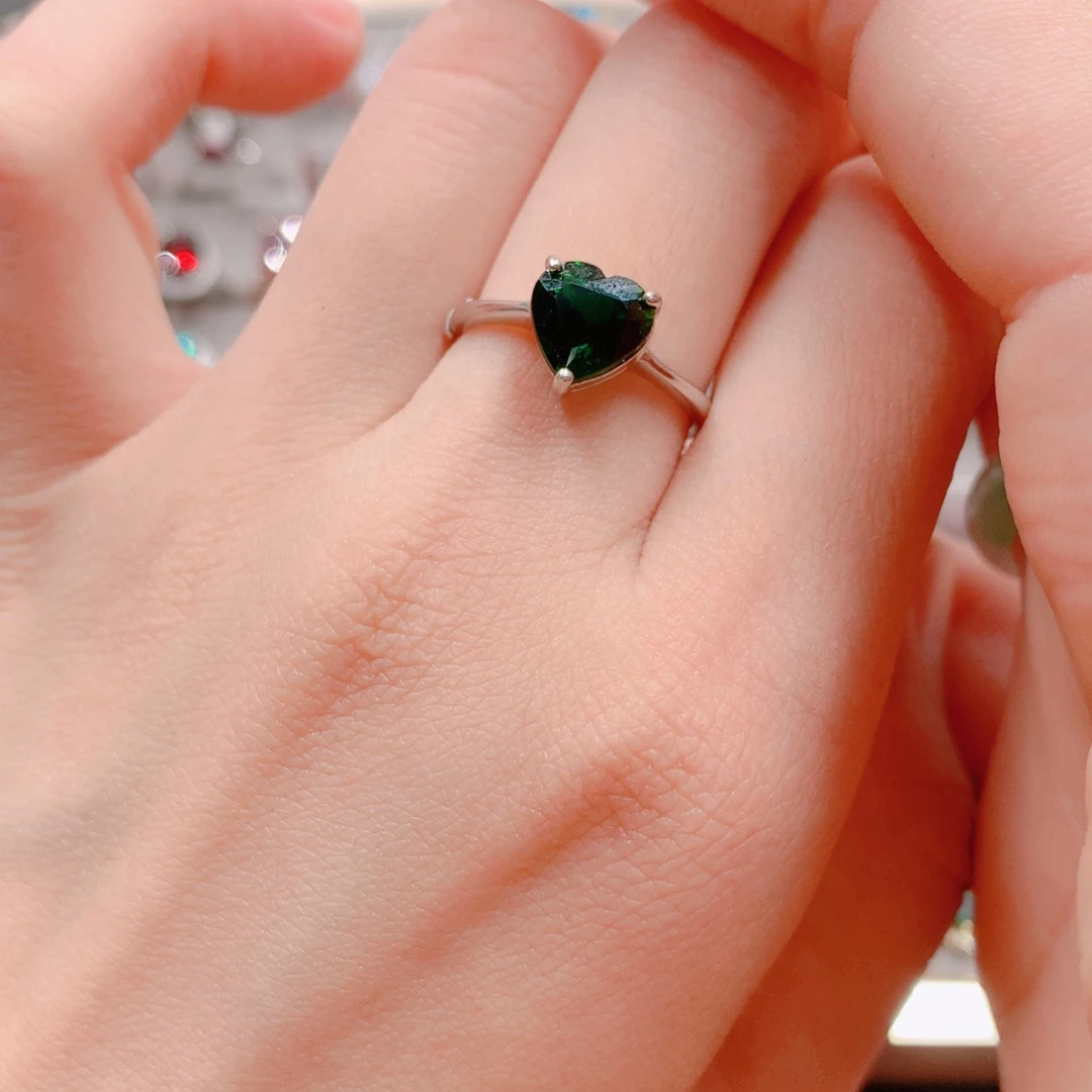 戒指透辉石银S925镶嵌