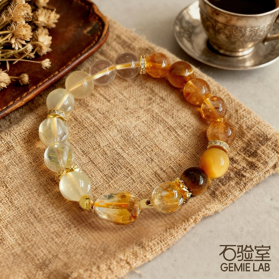 【金源脉3.0】石验室 |富来原矿黄水晶手串金虎眼多样性发其一