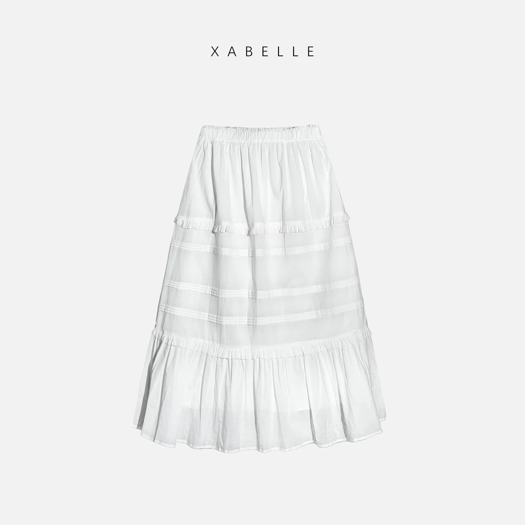 XABELLE 荷叶边半身裙 25法式度假 高腰半身裙 25037