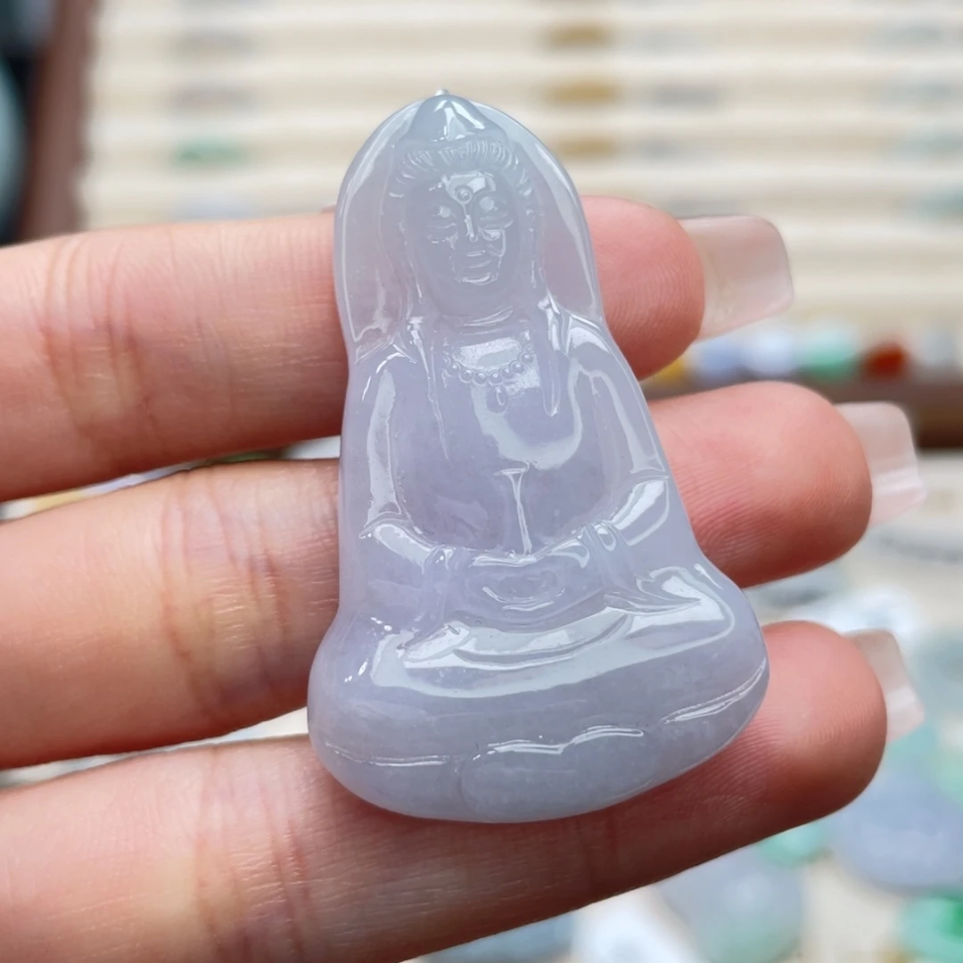 翡翠未镶嵌吊坠(不含链)a56冰紫底净瓶观音