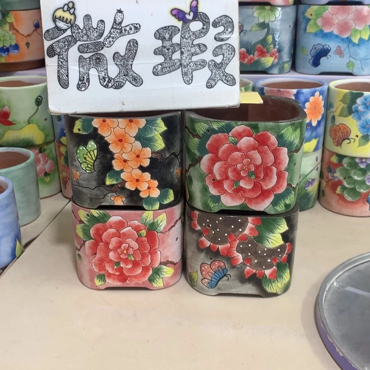 喵*酱微瑕花盆，手绘花盆