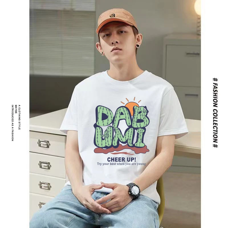 短袖国潮悟空印花T恤上衣休闲情侣男士白色圆领夏季冰丝短袖男