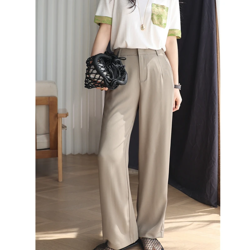 一垂到底！凉爽薄款免烫抗皱高腰窄版直筒阔腿裤通勤西裤女夏新