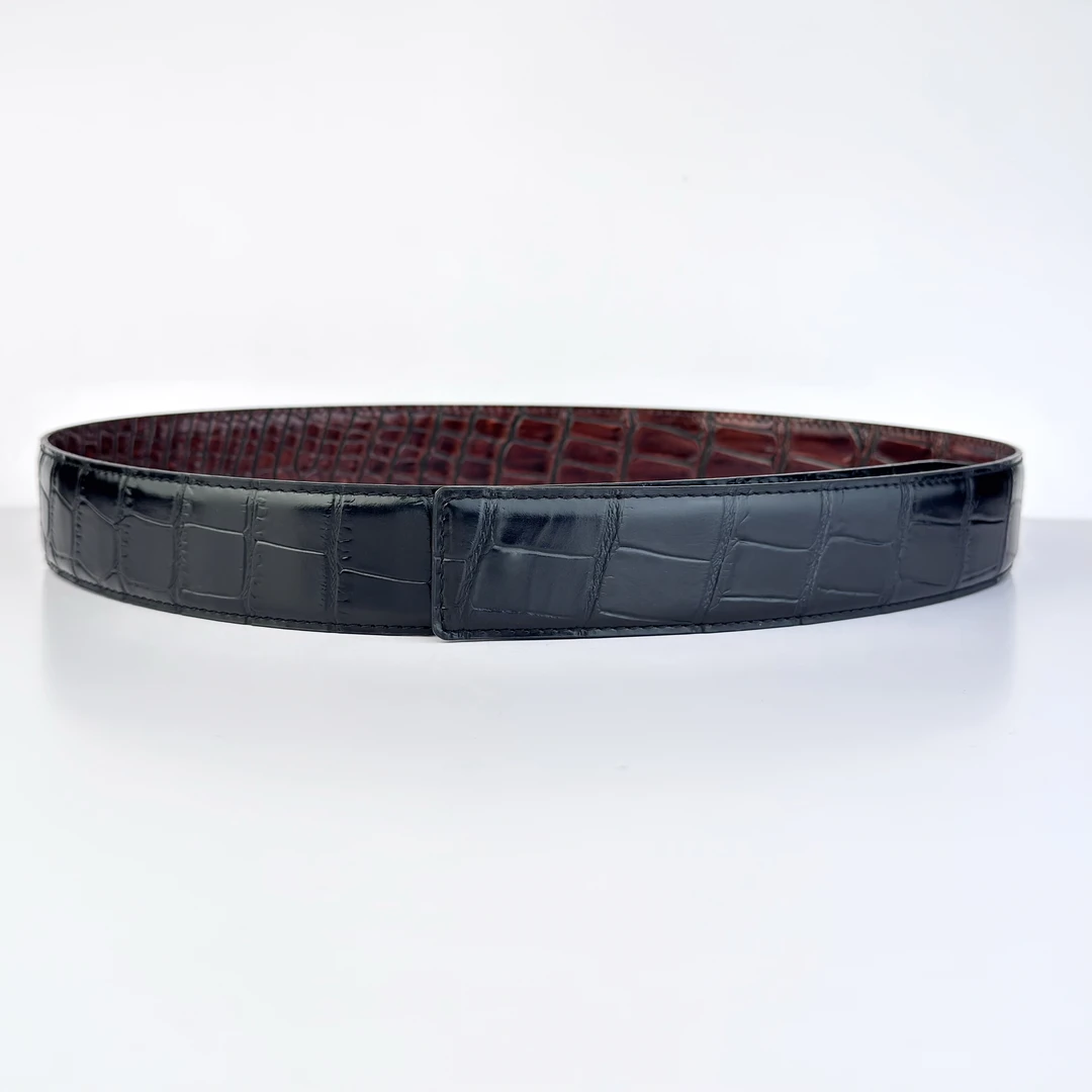 CIA.HERING男士3.8宽款式高档时尚真皮皮带鳄鱼纹牛皮腰带无扣