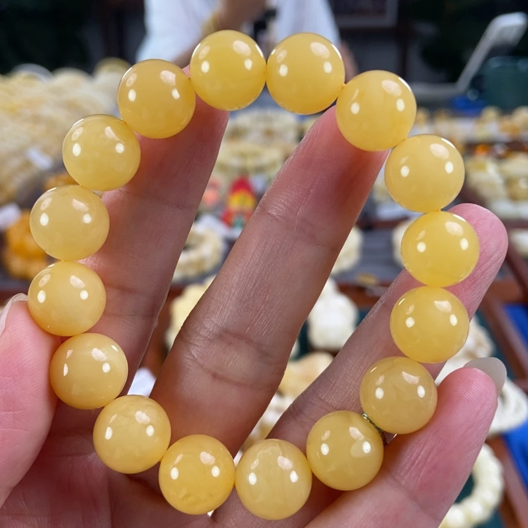 未镶嵌琥珀手链12圆珠16.38
