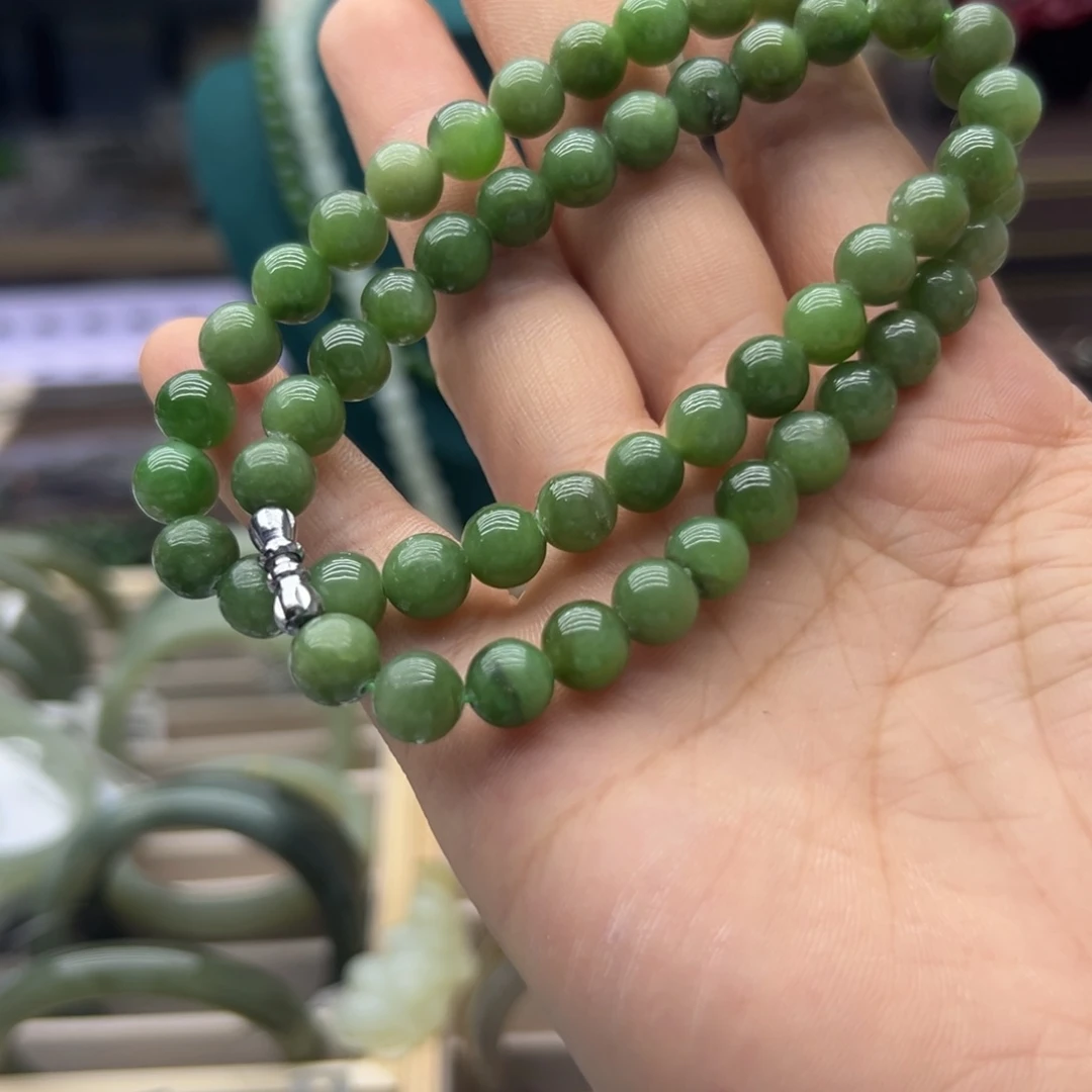 和田玉未镶嵌颈饰碧玉妈妈链卡8无黑点