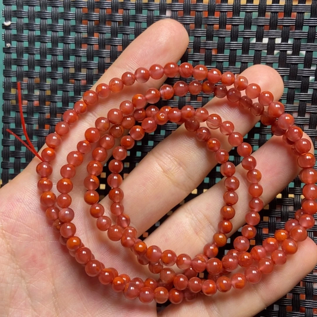 足铂镶嵌手链南红玛瑙4mm