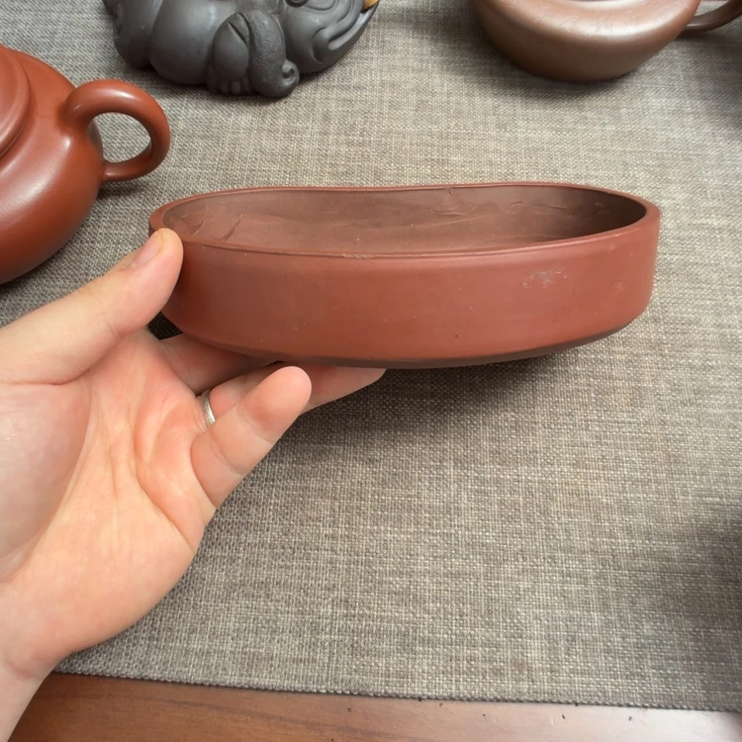 紫砂茶壶70-80紫泥粉浆水仙花盆