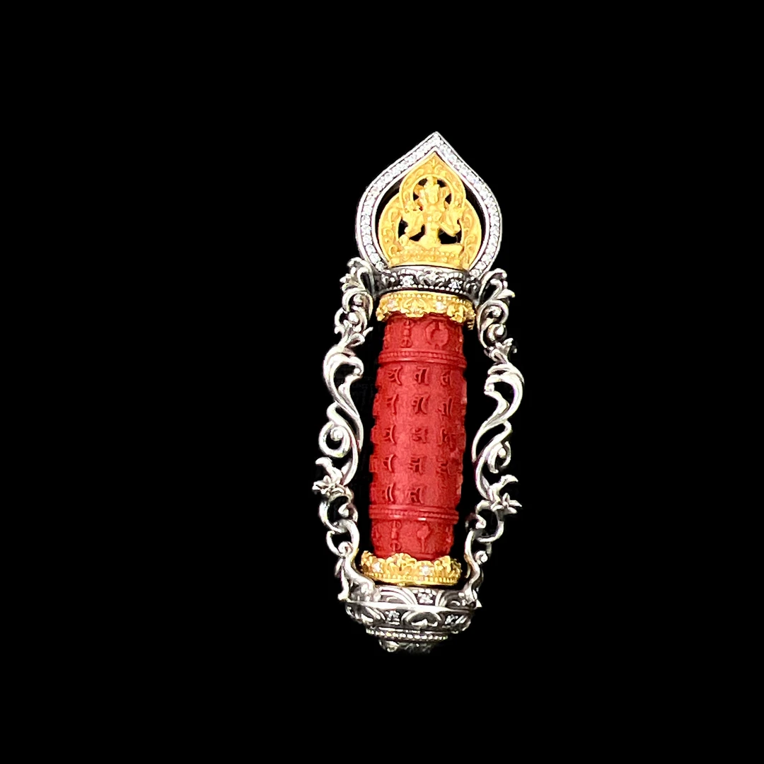 含辰砂工艺品2729-朱砂吊坠（绿度母）多样性发一